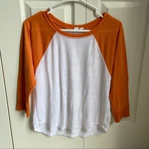 Orange and white tee